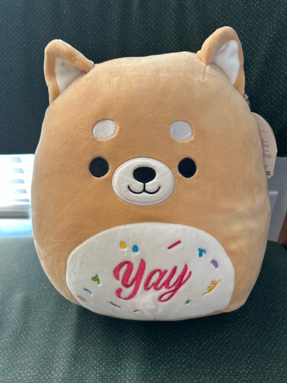 Squishmallow - Angie the Shiba Inu "YAY" Celebration Plush Toy. 10”